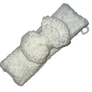Starting Out White Knit Headband w/ Bow & Silver Metallic Accents, Infant, NWT!!